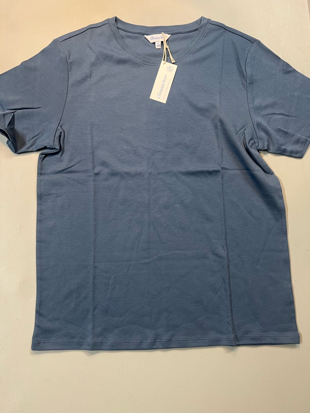 The Company Store Blue Pima Cotton Crew Neck T Shirt Men’s Medium